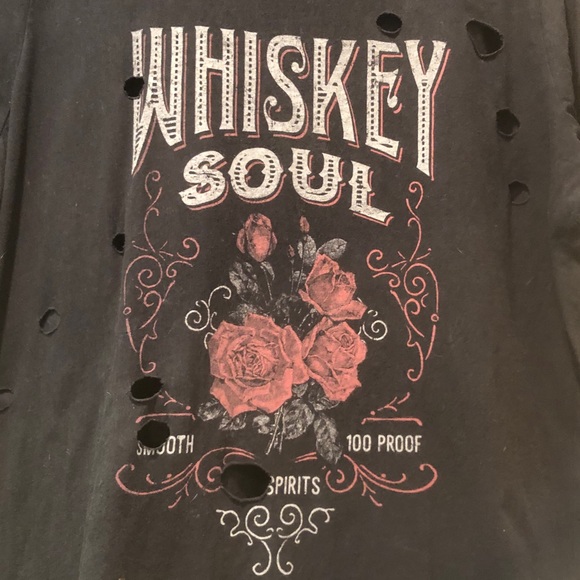 Torrid Whiskey Sole Distressed Tee With Holes - Picture 2 of 11